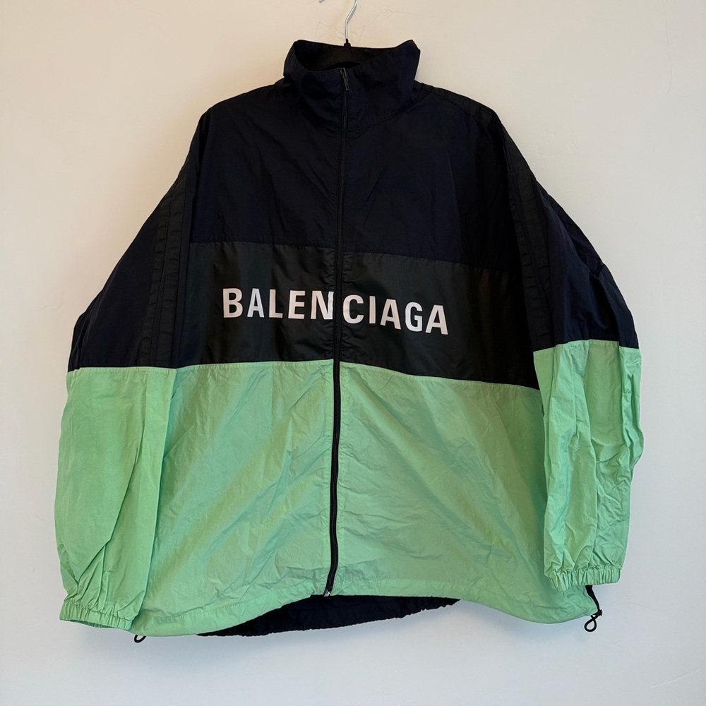 Balenciaga Men's Black and Green windbreaker